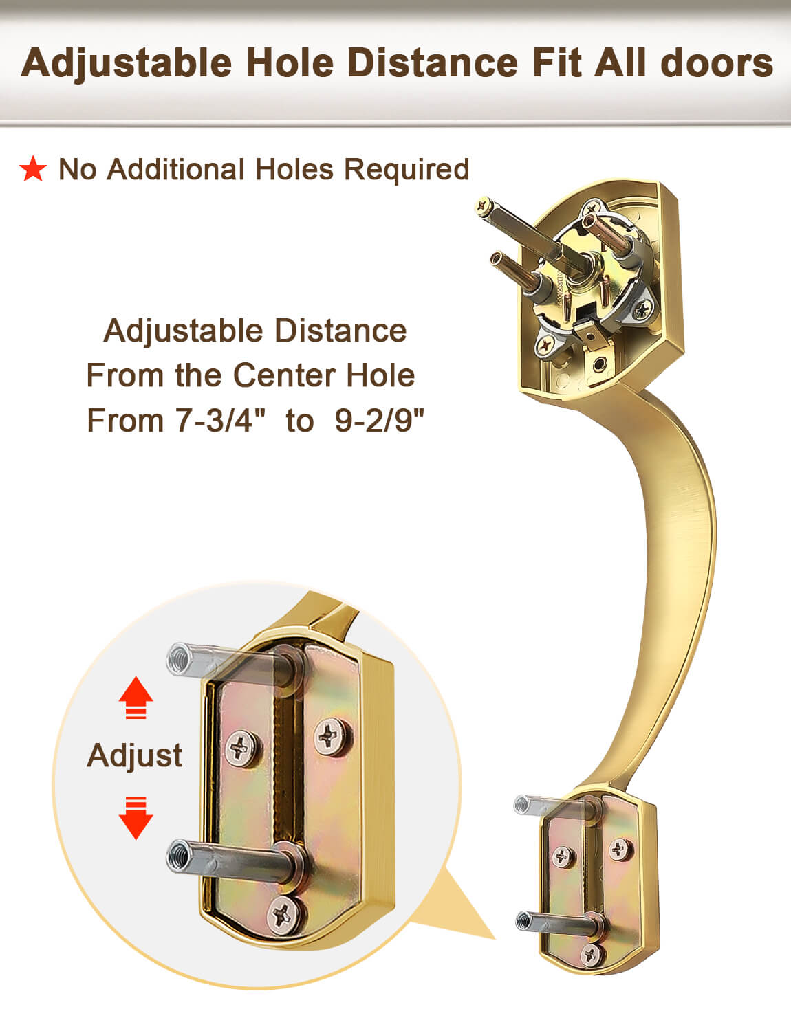 Front Door Handle and Deadbolt Set, Camelot Trim Lower Half Handleset, Brushed Gold Finish, Upgated Entry Door Handle with Accent Wave Door Lever with Reversible Handle Lever