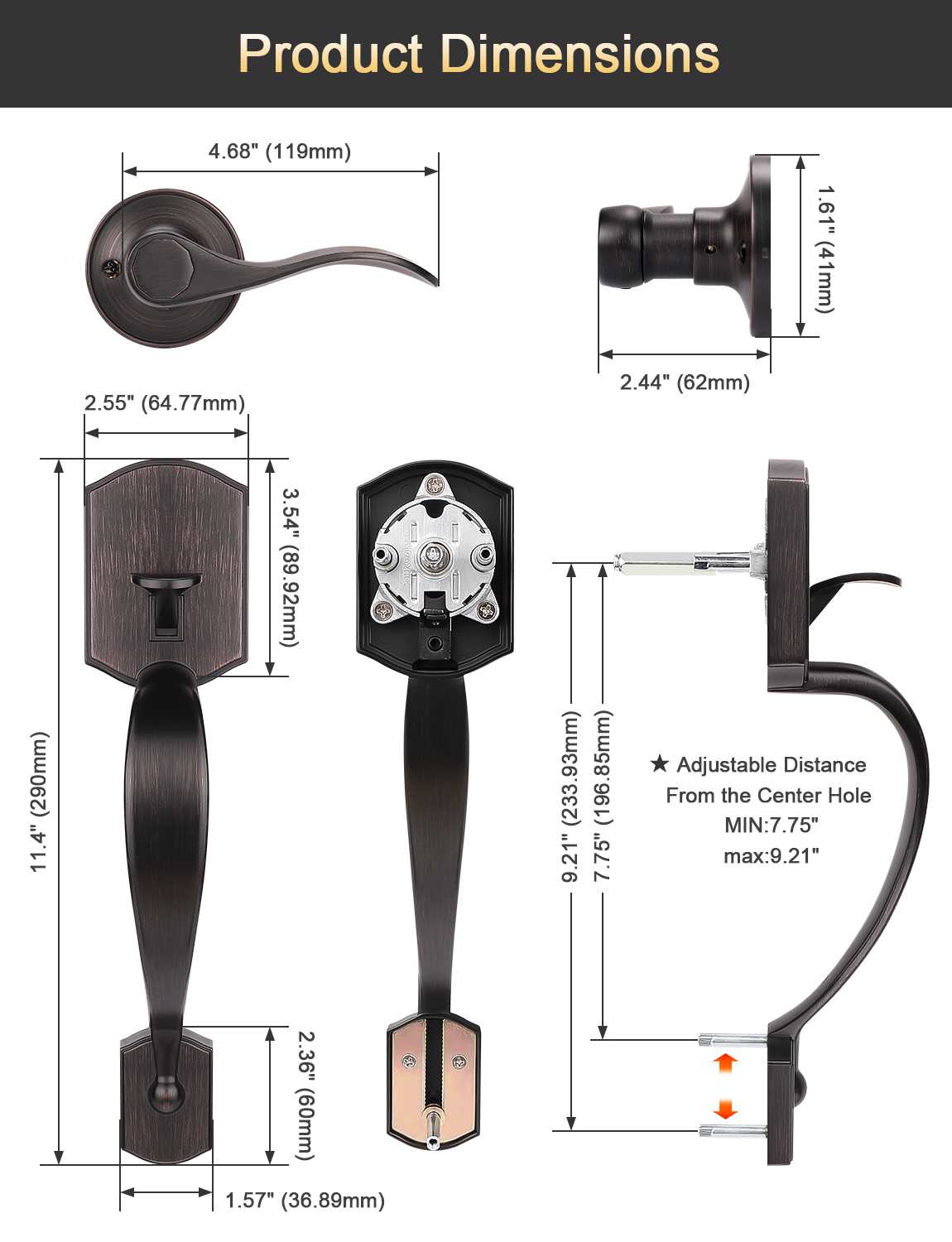 Electronic front door deadbolt with Camelot style handle and easy installation