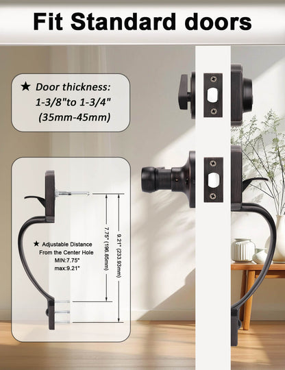 Front Door Handle and Deadbolt Set, Camelot Trim Lower Half Handleset, Oil-rubbed Bronze Finish, Upgated Entry Door Handle with Accent Wave Door Lever with Reversible Handle Lever