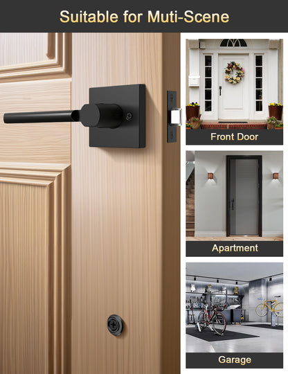 Tinewa San Clemente Handleset with Halifax Lever, Upgrated Entry Handleset, Adjustable Hole Space, Zinc Alloy & Reversible Handle Lever, 1 Pack