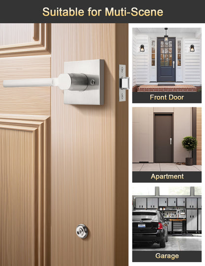 Tinewa San Clemente Handleset with Halifax Lever, Upgrated Entry Handleset, Adjustable Hole Space, Zinc Alloy & Reversible Handle Lever, 1 Pack