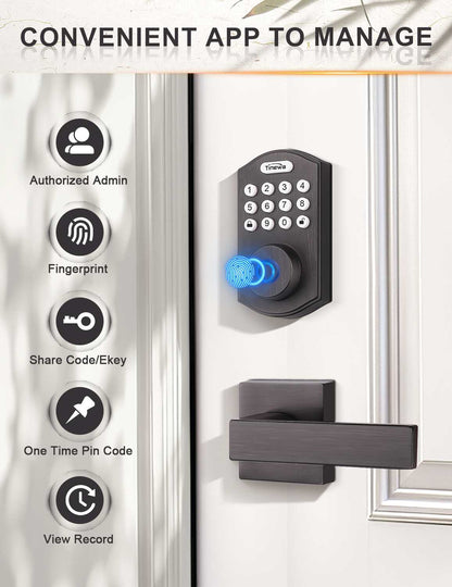 Smart lock with app-based access management, code sharing, and activity tracking