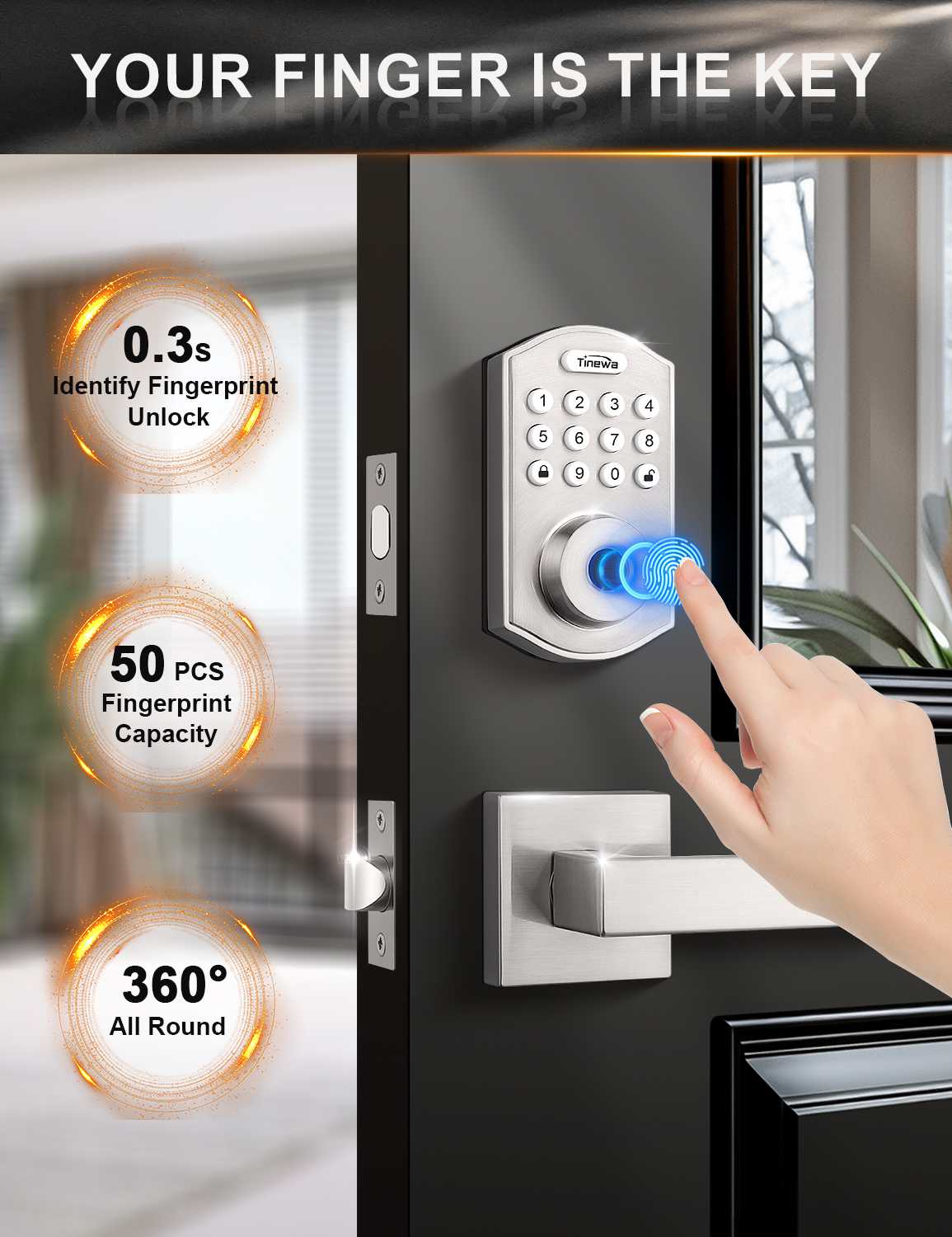 Smart lock with fast one-touch fingerprint unlocking for secure entry