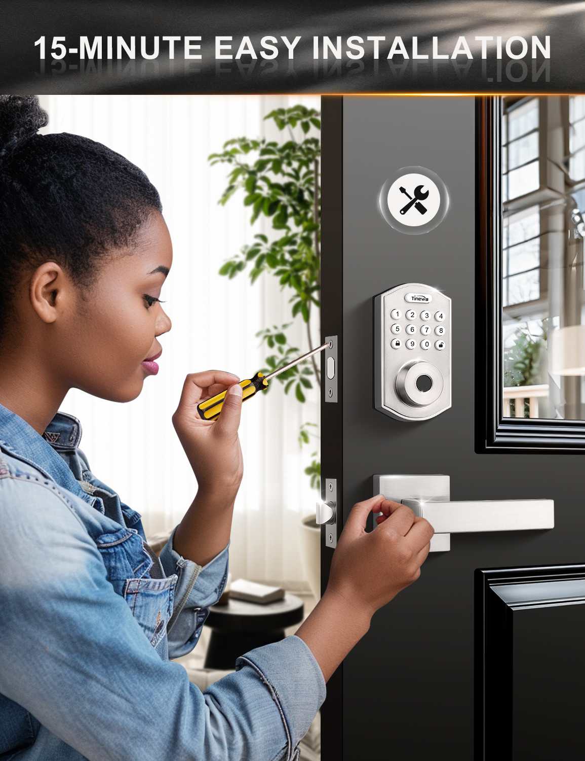 User-friendly smart lock set with included hardware and step-by-step instructions