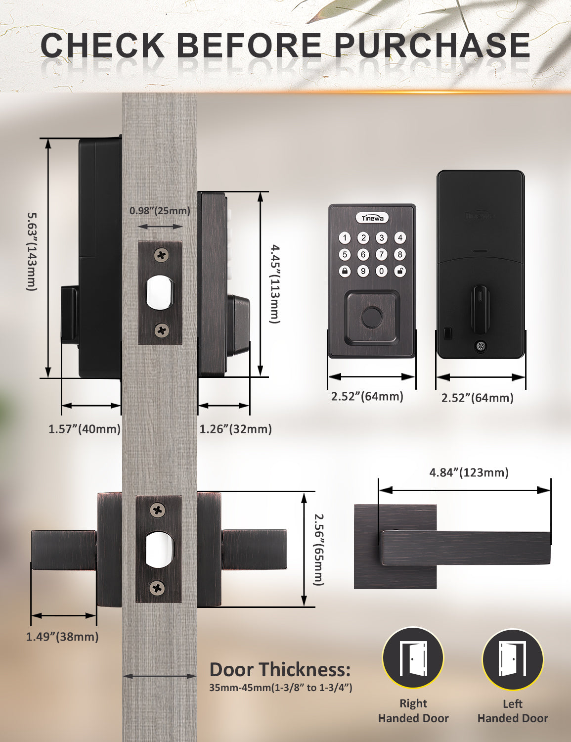 Keyless entry front door smart lock with fingerprint access and app control features