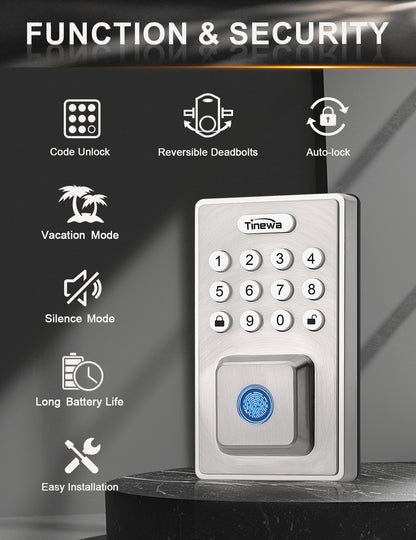 Keyless smart lock ideal for front doors, rental properties, or Airbnb hosts