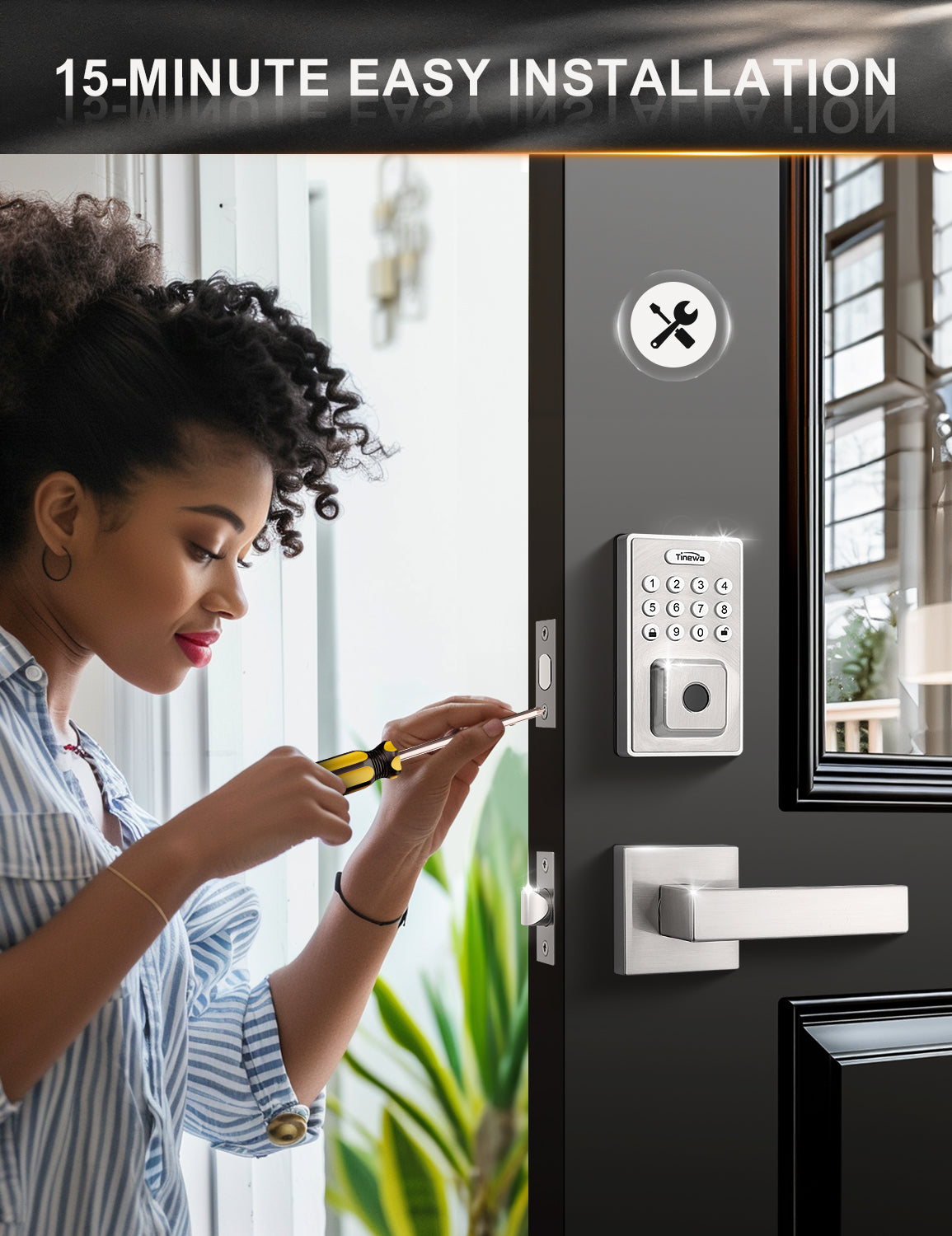Easy-to-install smart lock set with detailed instructions and included hardware