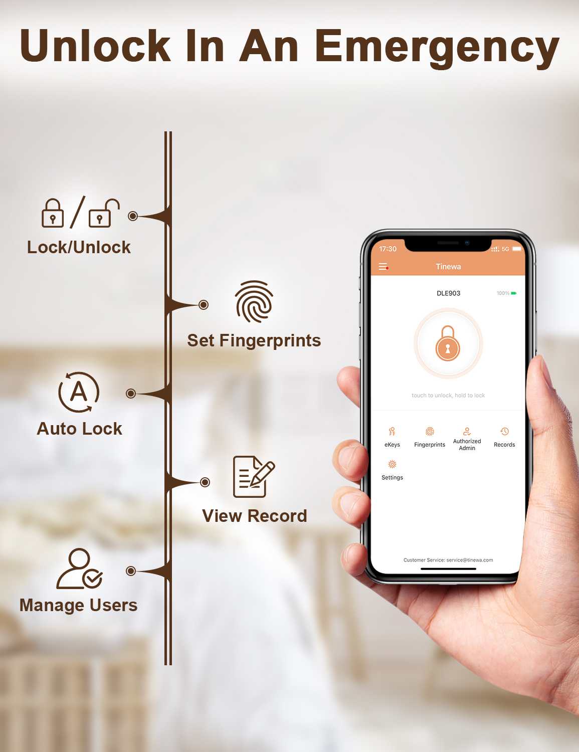Tinewa Smart Door knob, Fingerprint Smart Lock Biometric Door knob with App Control, Great for Bedrooms,Cloakroom,Apartments Offices, Hotels, Oil Rubbed Bronze - Tinewa