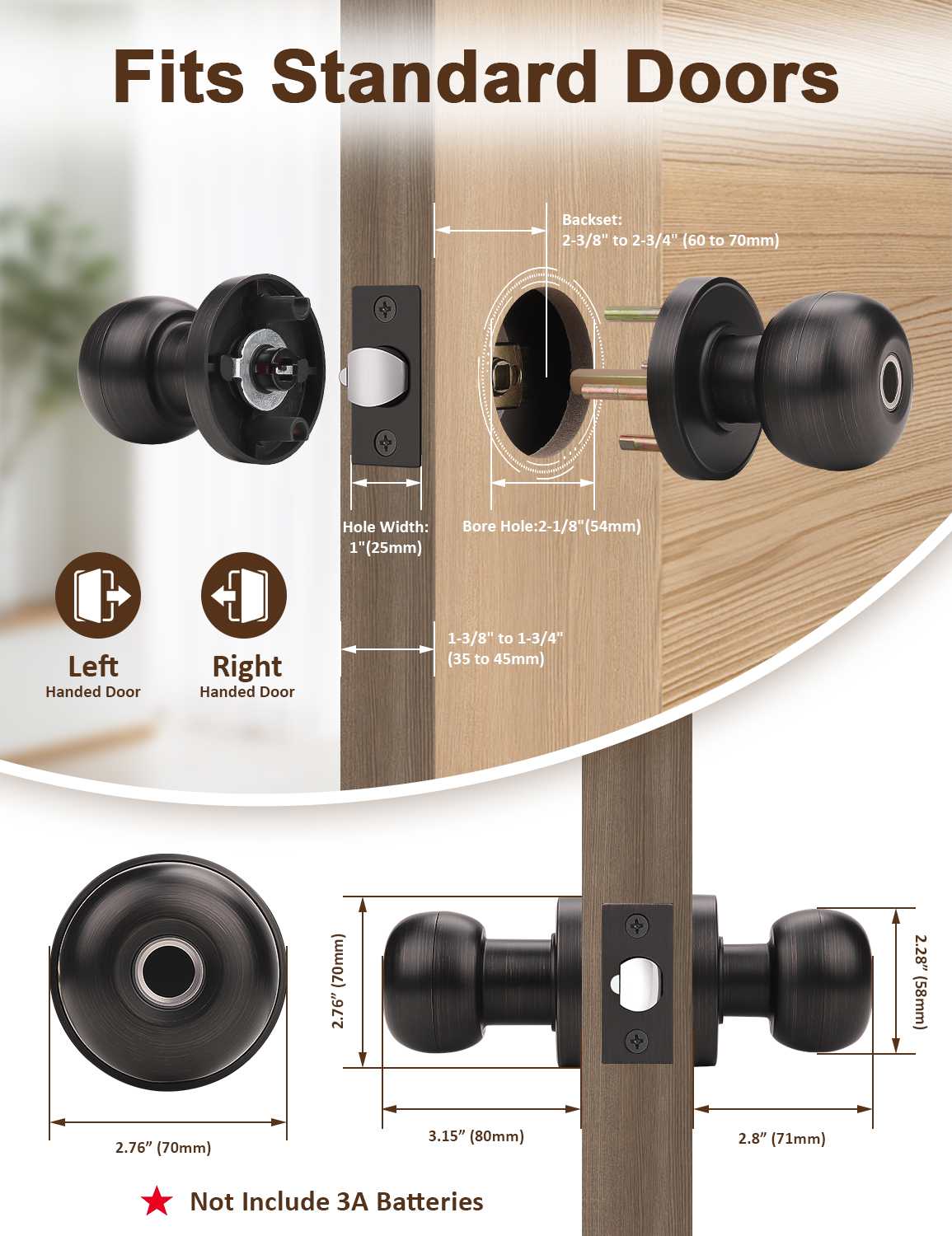 Tinewa Smart Door knob, Fingerprint Smart Lock Biometric Door knob with App Control, Great for Bedrooms,Cloakroom,Apartments Offices, Hotels, Oil Rubbed Bronze - Tinewa
