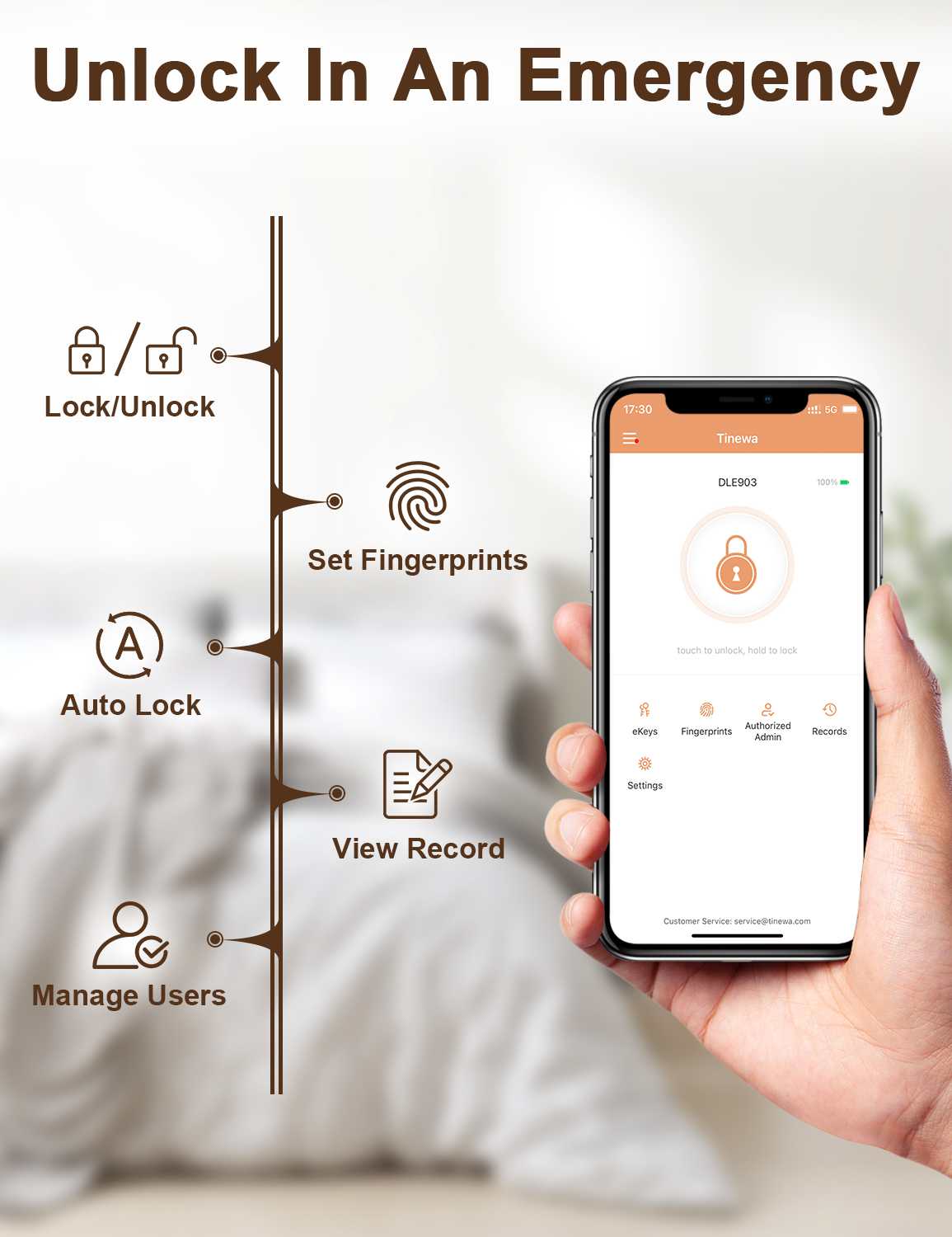 Tinewa Smart Door knob, Fingerprint Smart Lock Biometric Door knob with App Control, Great for Bedrooms,Cloakroom,Apartments Offices, Hotels, Satin Nickel - Tinewa