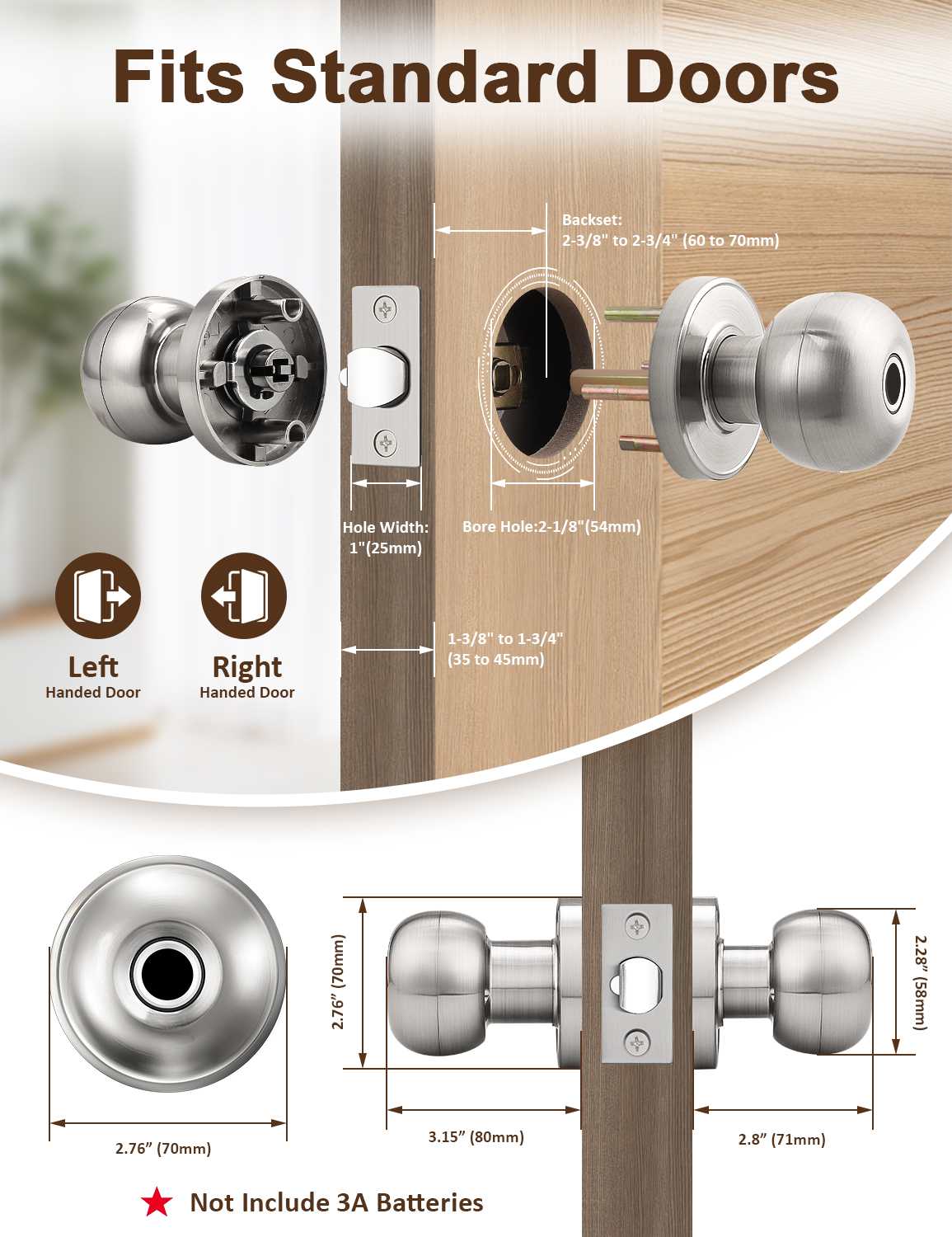 Tinewa Smart Door knob, Fingerprint Smart Lock Biometric Door knob with App Control, Great for Bedrooms,Cloakroom,Apartments Offices, Hotels, Satin Nickel - Tinewa