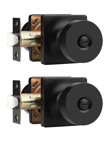 Tinewa Interior Privacy Door Knob with Lock, Keyless Door Handle for Bathroom and Bedroom, Zinc Alloy Heavy Duty Door Knobs on Square Rose (1-10 pack)