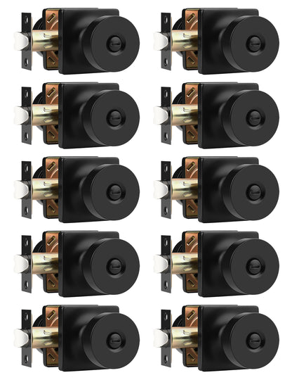 Tinewa Interior Privacy Door Knob with Lock, Keyless Door Handle for Bathroom and Bedroom, Zinc Alloy Heavy Duty Door Knobs on Square Rose (1-10 pack)