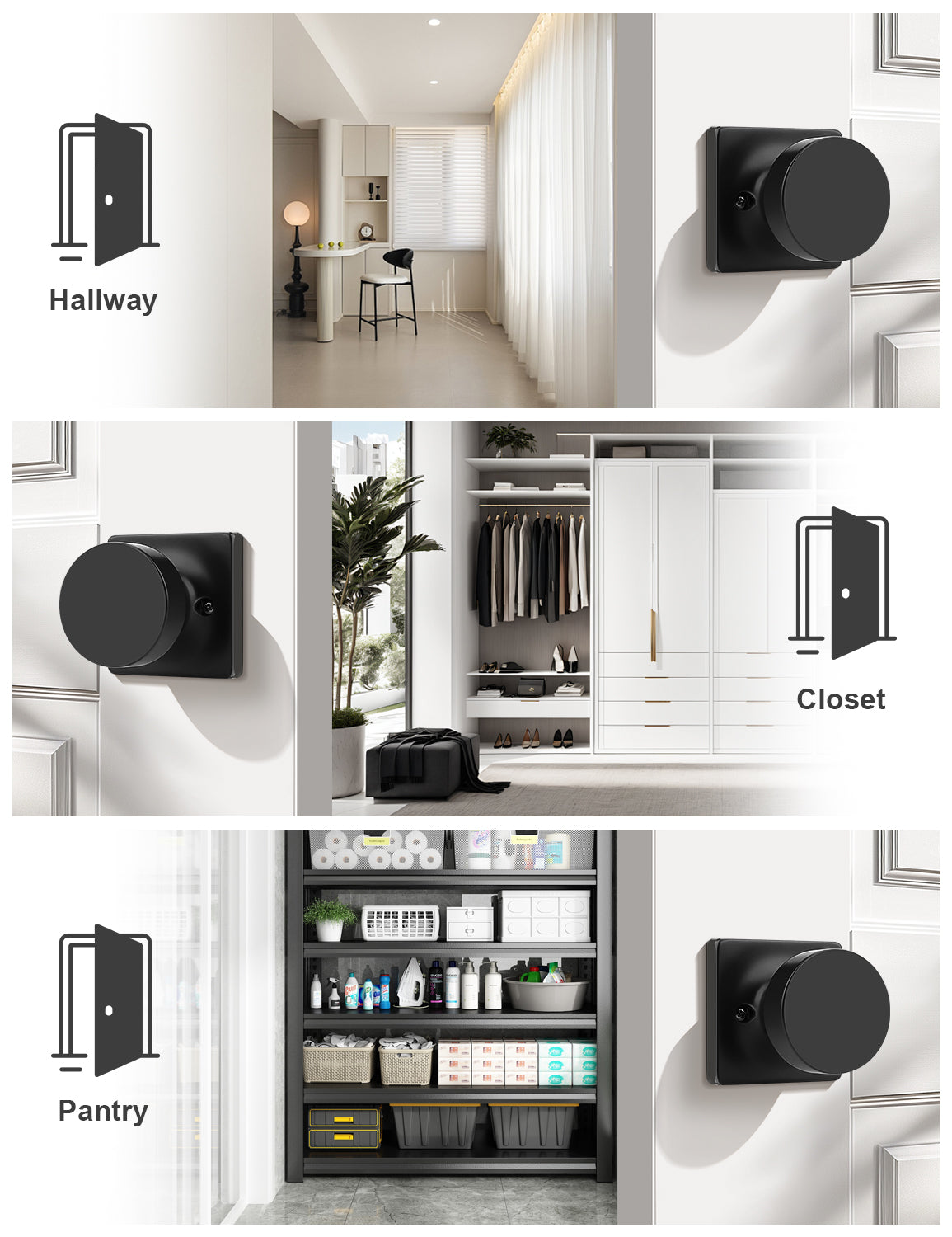 Tinewa Non-Turning Interior Push/Pull Door Knob, Interior Single Side Door Handle, Inactive Half Dummy Door Knob for Closet and Pantry, Square Rose   (1-10 pack)