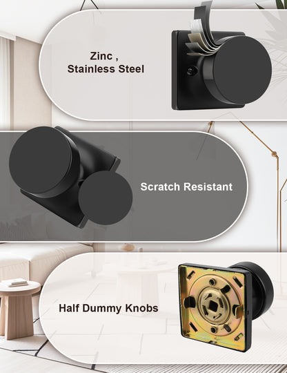 Tinewa Non-Turning Interior Push/Pull Door Knob, Interior Single Side Door Handle, Inactive Half Dummy Door Knob for Closet and Pantry, Square Rose   (1-10 pack)