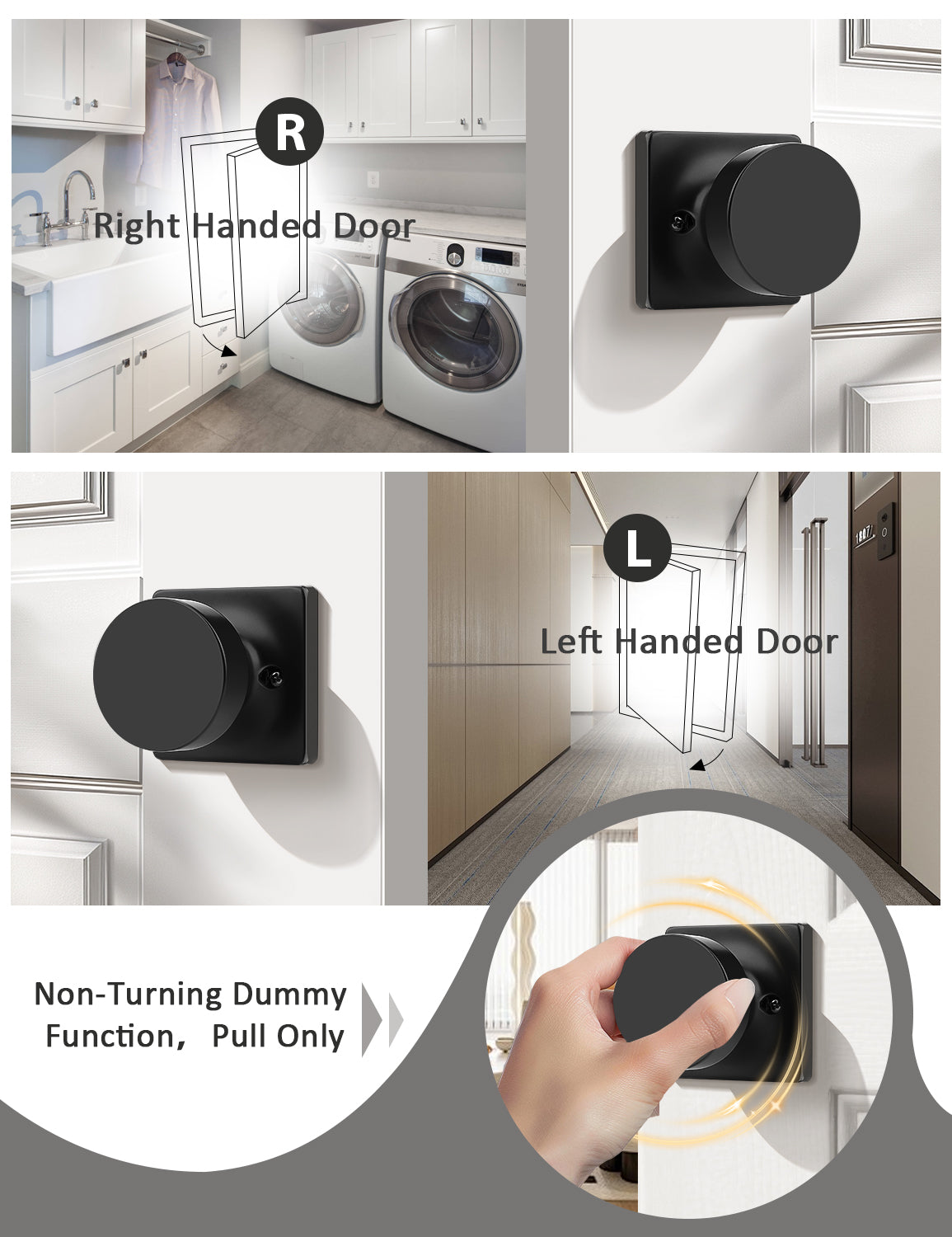 Tinewa Non-Turning Interior Push/Pull Door Knob, Interior Single Side Door Handle, Inactive Half Dummy Door Knob for Closet and Pantry, Square Rose   (1-10 pack)