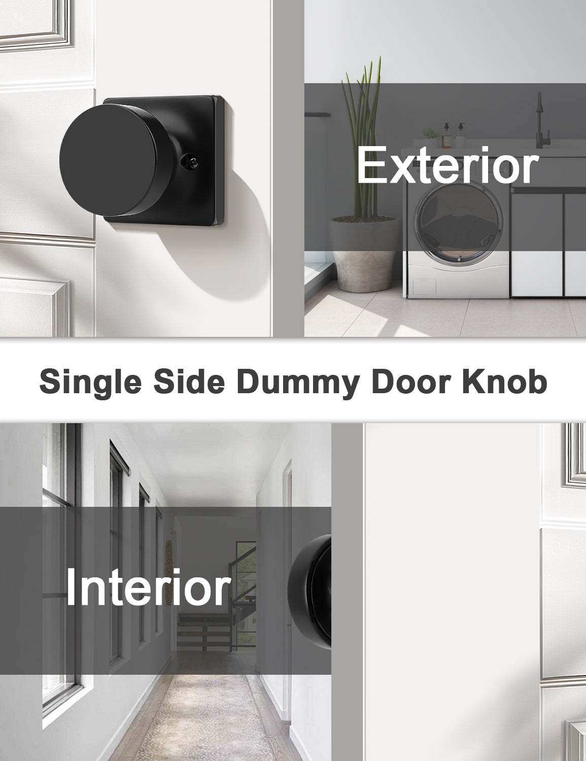 Tinewa Non-Turning Interior Push/Pull Door Knob, Interior Single Side Door Handle, Inactive Half Dummy Door Knob for Closet and Pantry, Square Rose   (1-10 pack)