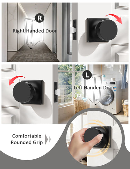 Tinewa Interior Passage Door Knob, Handle for Closet and Hallway Doors, Heavy Duty Square Non-Locking Door Knob, Keyless Door Knobs on Square Rose  (1-10 pack)