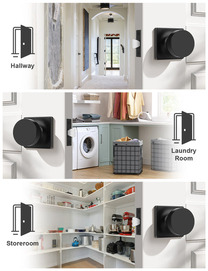 Tinewa Interior Passage Door Knob, Handle for Closet and Hallway Doors, Heavy Duty Square Non-Locking Door Knob, Keyless Door Knobs on Square Rose  (1-10 pack)
