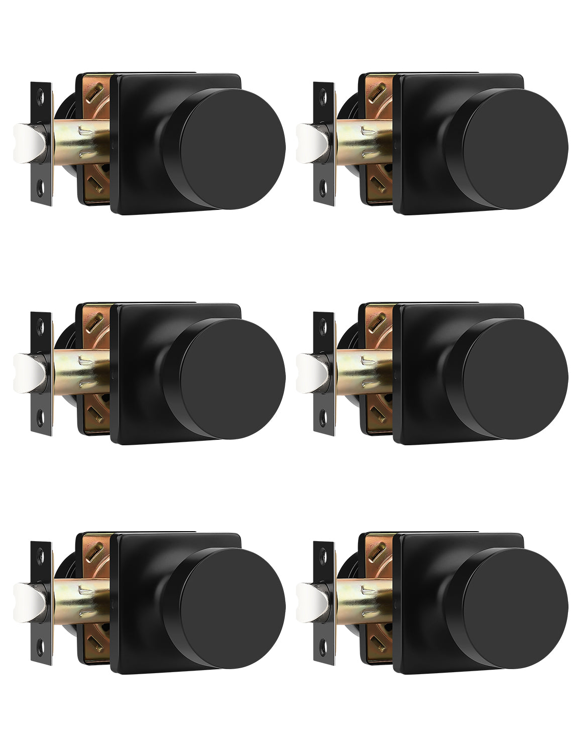 Tinewa Interior Passage Door Knob, Handle for Closet and Hallway Doors, Heavy Duty Square Non-Locking Door Knob, Keyless Door Knobs on Square Rose  (1-10 pack)