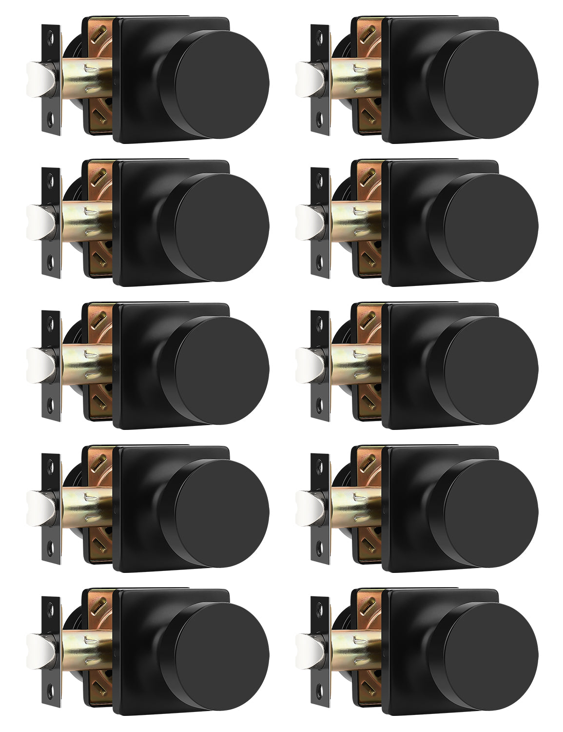 Tinewa Interior Passage Door Knob, Handle for Closet and Hallway Doors, Heavy Duty Square Non-Locking Door Knob, Keyless Door Knobs on Square Rose  (1-10 pack)