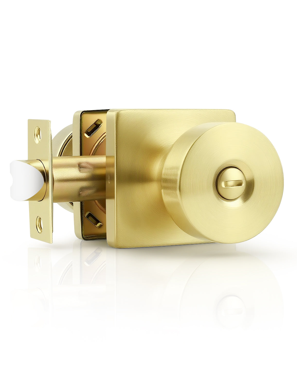 Tinewa Interior Privacy Door Knob with Lock, Keyless Door Handle for Bathroom and Bedroom, Zinc Alloy Heavy Duty Door Knobs on Square Rose (1-10 pack)
