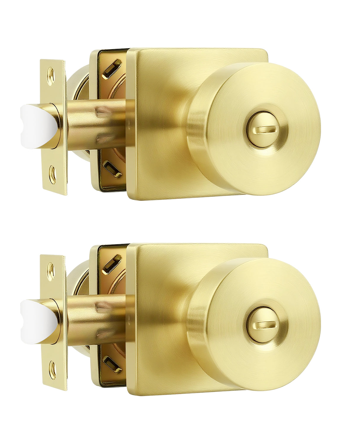 Tinewa Interior Privacy Door Knob with Lock, Keyless Door Handle for Bathroom and Bedroom, Zinc Alloy Heavy Duty Door Knobs on Square Rose (1-10 pack)