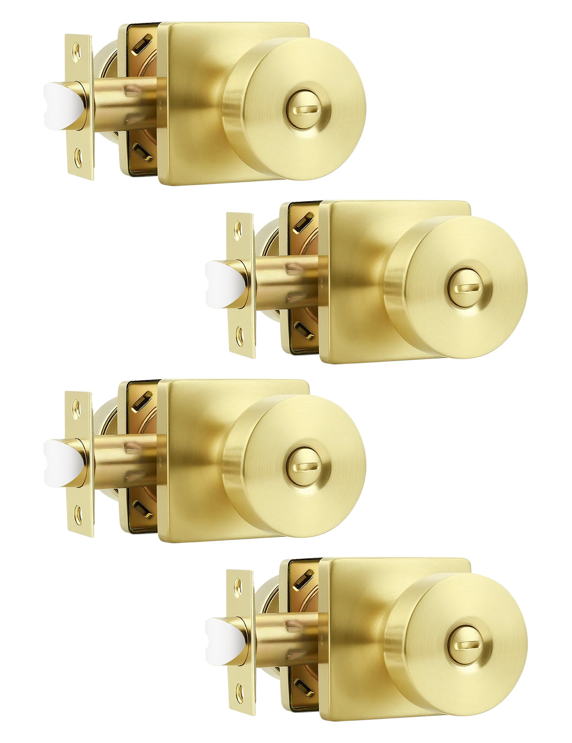 Tinewa Interior Privacy Door Knob with Lock, Keyless Door Handle for Bathroom and Bedroom, Zinc Alloy Heavy Duty Door Knobs on Square Rose (1-10 pack)