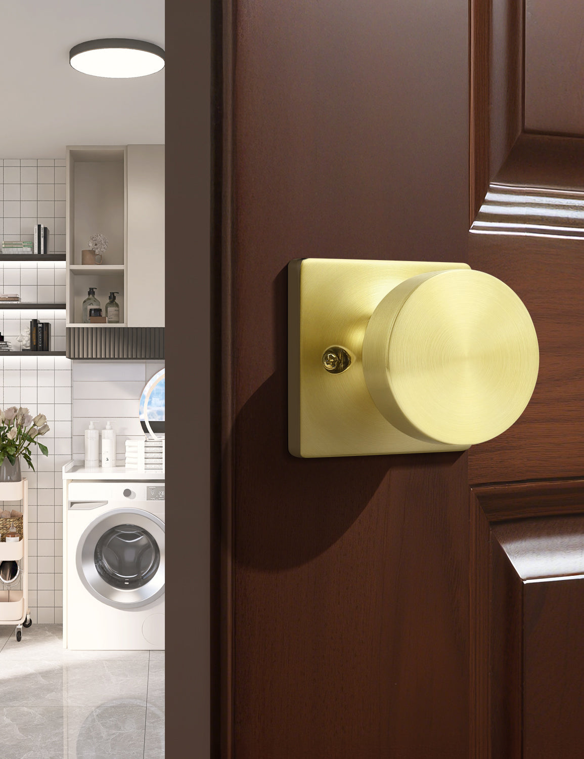 Tinewa Non-Turning Interior Push/Pull Door Knob, Interior Single Side Door Handle, Inactive Half Dummy Door Knob for Closet and Pantry, Square Rose   (1-10 pack)
