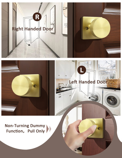 Tinewa Non-Turning Interior Push/Pull Door Knob, Interior Single Side Door Handle, Inactive Half Dummy Door Knob for Closet and Pantry, Square Rose   (1-10 pack)