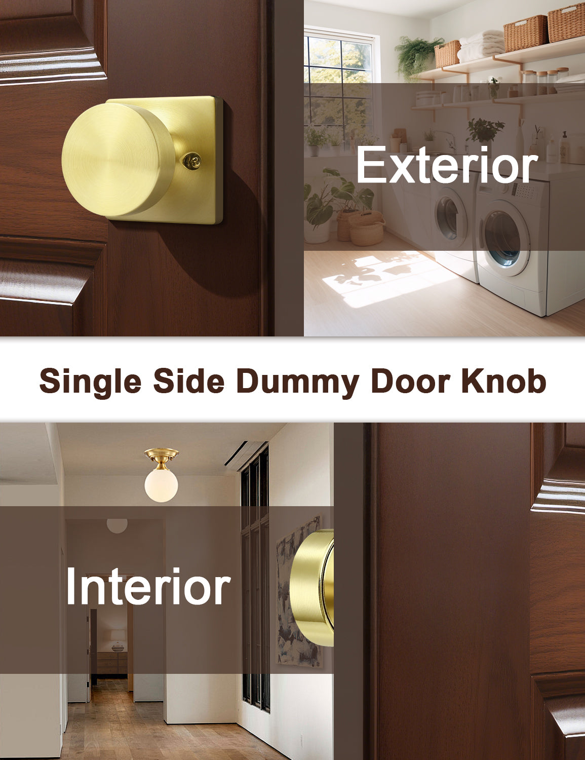 Tinewa Non-Turning Interior Push/Pull Door Knob, Interior Single Side Door Handle, Inactive Half Dummy Door Knob for Closet and Pantry, Square Rose   (1-10 pack)