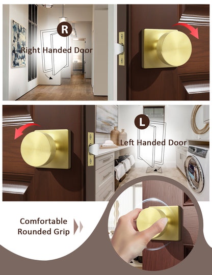 Tinewa Interior Passage Door Knob, Handle for Closet and Hallway Doors, Heavy Duty Square Non-Locking Door Knob, Keyless Door Knobs on Square Rose  (1-10 pack)