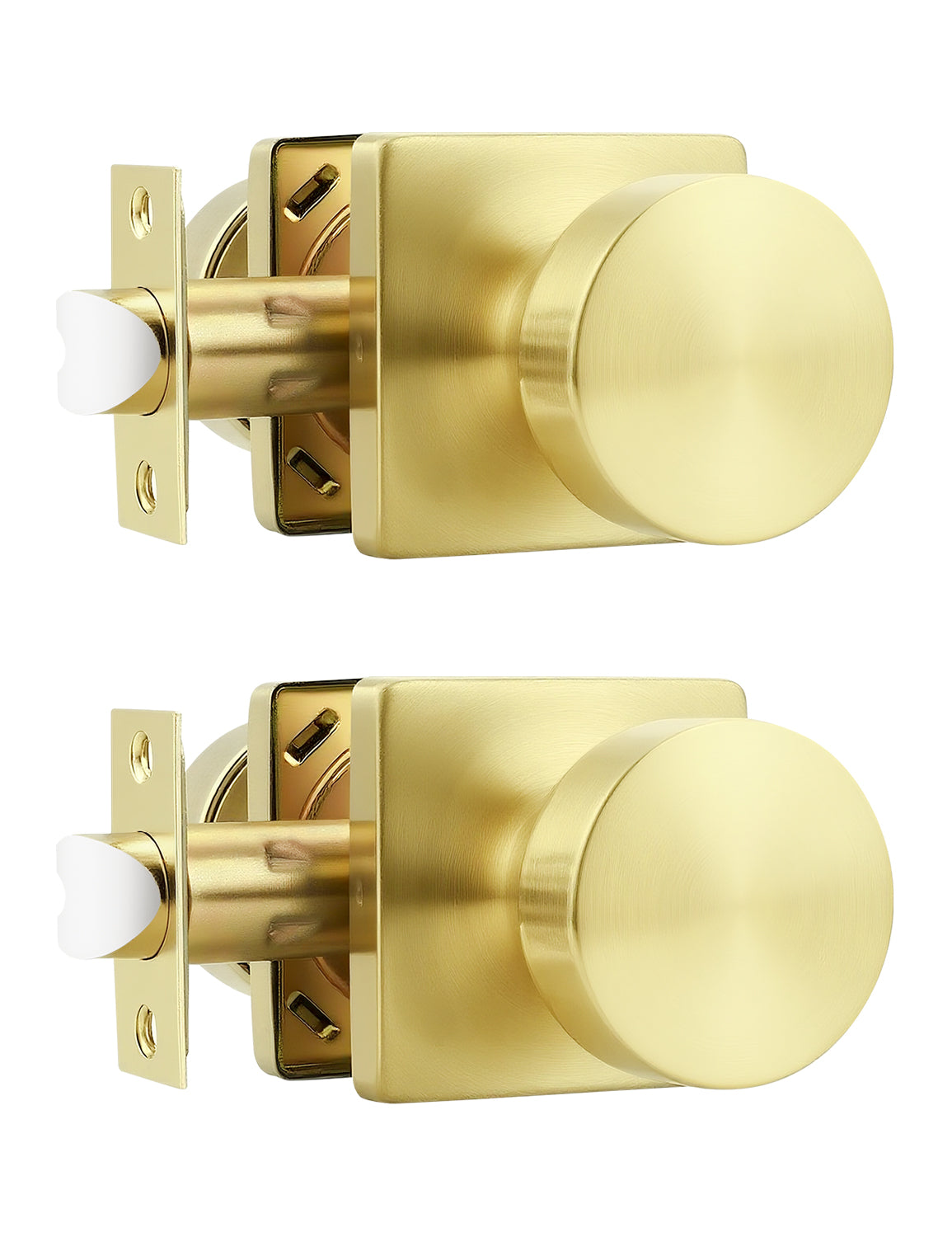 Tinewa Interior Passage Door Knob, Handle for Closet and Hallway Doors, Heavy Duty Square Non-Locking Door Knob, Keyless Door Knobs on Square Rose  (1-10 pack)