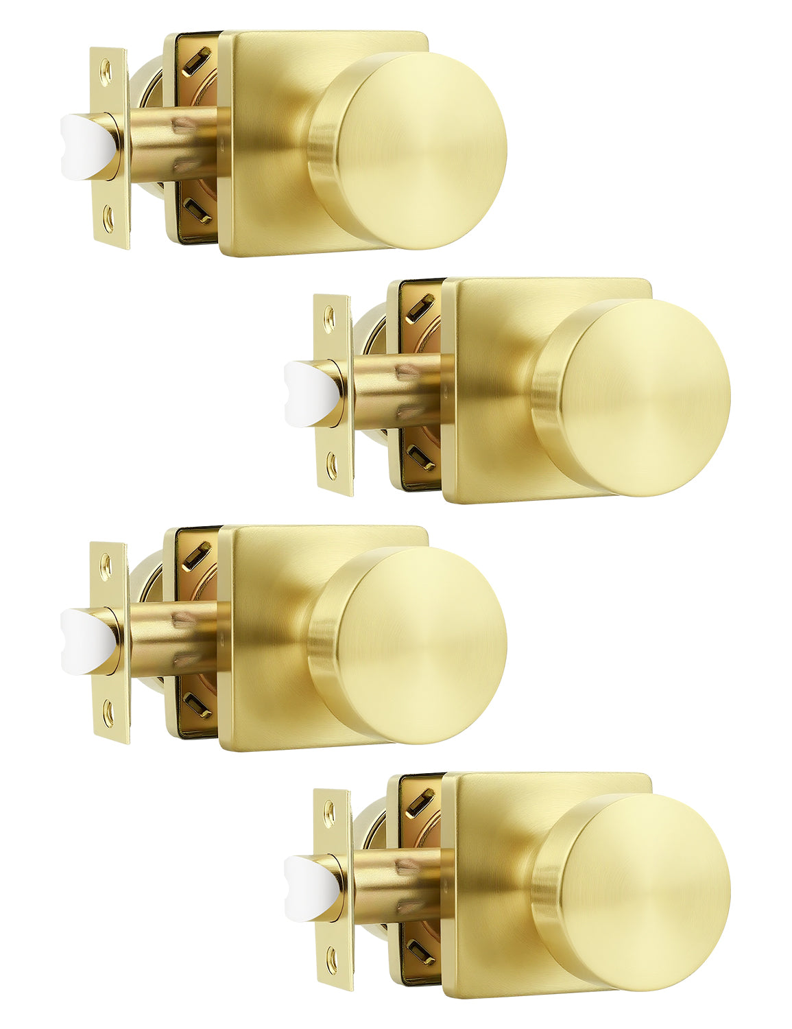 Tinewa Interior Passage Door Knob, Handle for Closet and Hallway Doors, Heavy Duty Square Non-Locking Door Knob, Keyless Door Knobs on Square Rose  (1-10 pack)