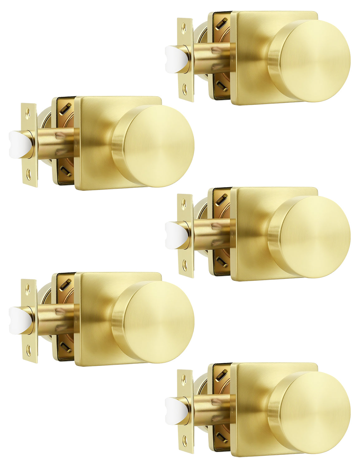 Tinewa Interior Passage Door Knob, Handle for Closet and Hallway Doors, Heavy Duty Square Non-Locking Door Knob, Keyless Door Knobs on Square Rose  (1-10 pack)