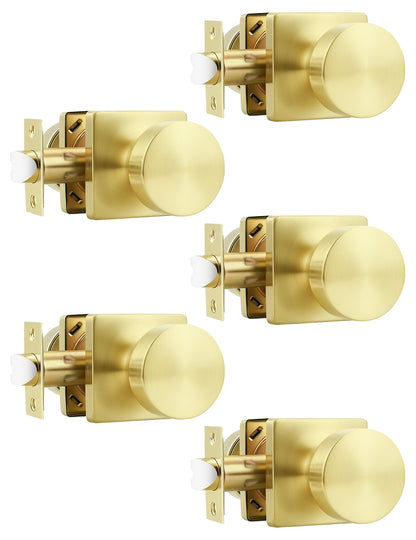 Tinewa Interior Passage Door Knob, Handle for Closet and Hallway Doors, Heavy Duty Square Non-Locking Door Knob, Keyless Door Knobs on Square Rose  (1-10 pack)