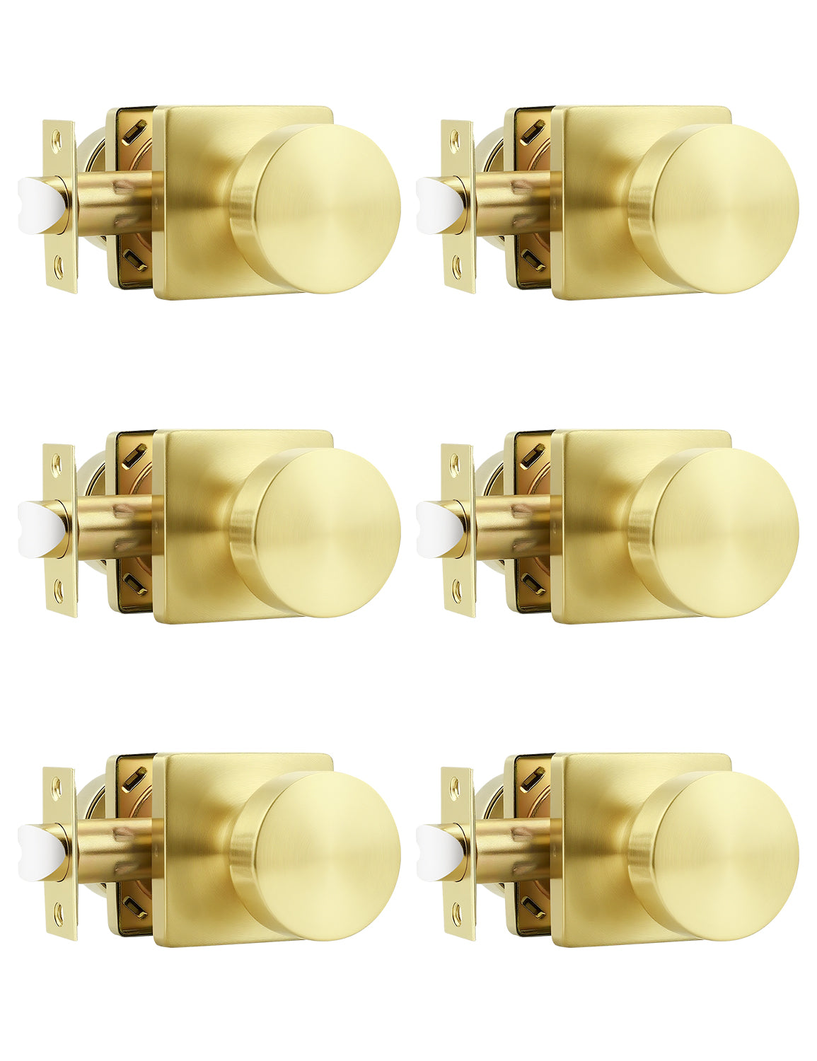Tinewa Interior Passage Door Knob, Handle for Closet and Hallway Doors, Heavy Duty Square Non-Locking Door Knob, Keyless Door Knobs on Square Rose  (1-10 pack)