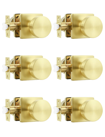Tinewa Interior Passage Door Knob, Handle for Closet and Hallway Doors, Heavy Duty Square Non-Locking Door Knob, Keyless Door Knobs on Square Rose  (1-10 pack)
