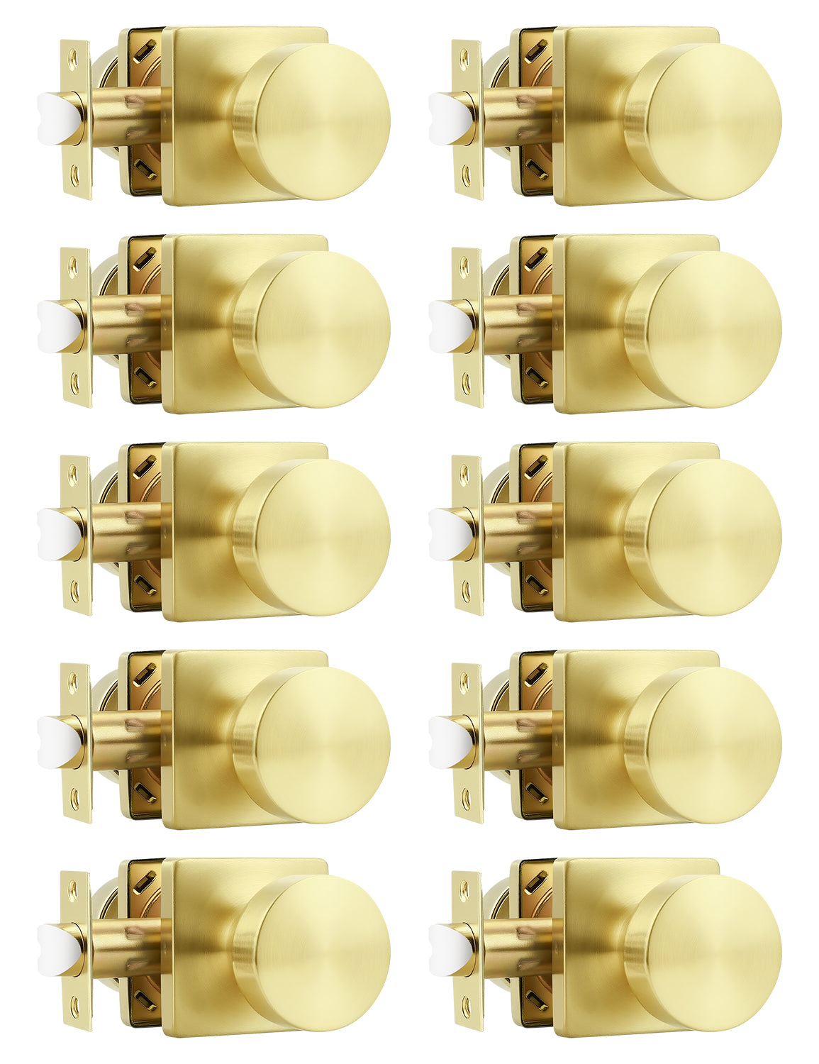 Tinewa Interior Passage Door Knob, Handle for Closet and Hallway Doors, Heavy Duty Square Non-Locking Door Knob, Keyless Door Knobs on Square Rose  (1-10 pack)