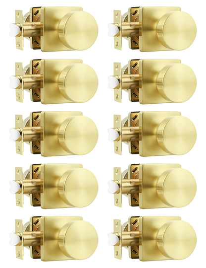 Tinewa Interior Passage Door Knob, Handle for Closet and Hallway Doors, Heavy Duty Square Non-Locking Door Knob, Keyless Door Knobs on Square Rose  (1-10 pack)