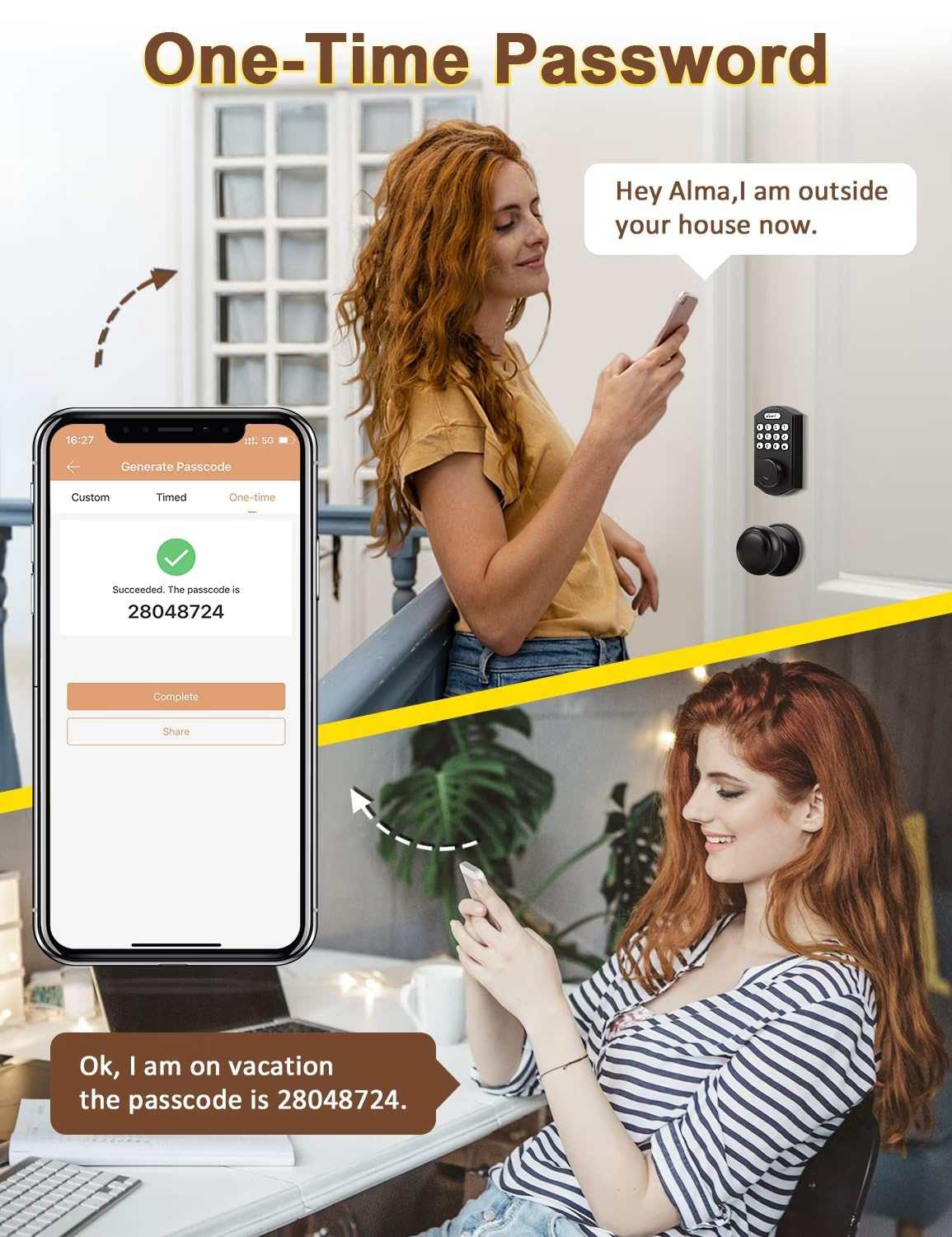 Electronic smart lock supports one-time codes for guests or deliveries