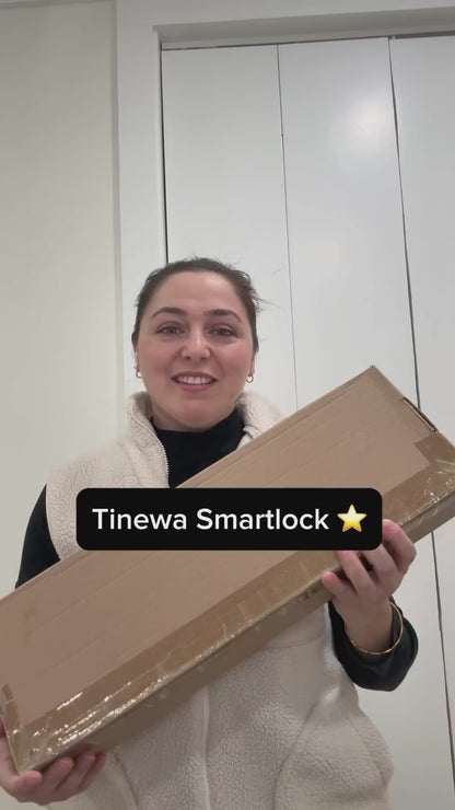 Tinewa Full Escutcheon Smart Door Lock with Lever, Keypad Deadbolt for Front Door, Black