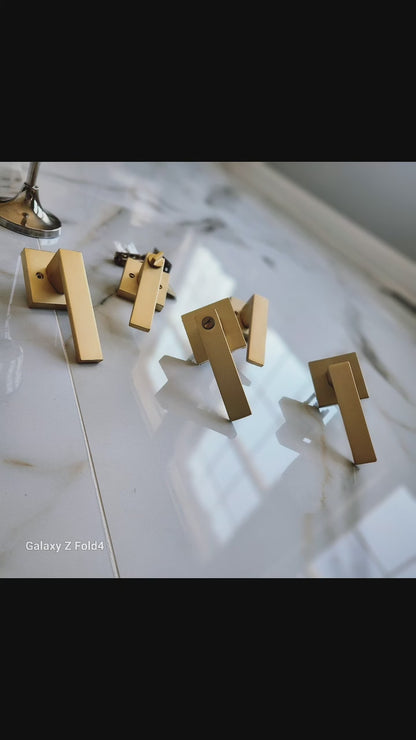 Tinewa Square Passage Door Lever, Non-Locking Interior Handle for Hallway & Closet, Gold Finish