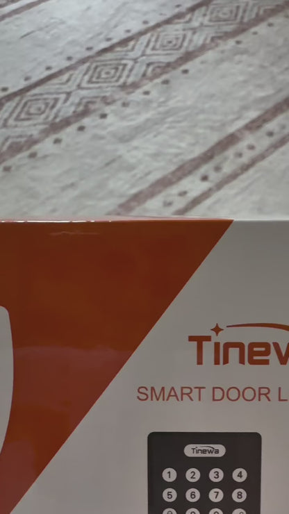 Tinewa Square Fingerprint Smart Door Lock with Handle, Keypad Deadbolt, Satin Nickel