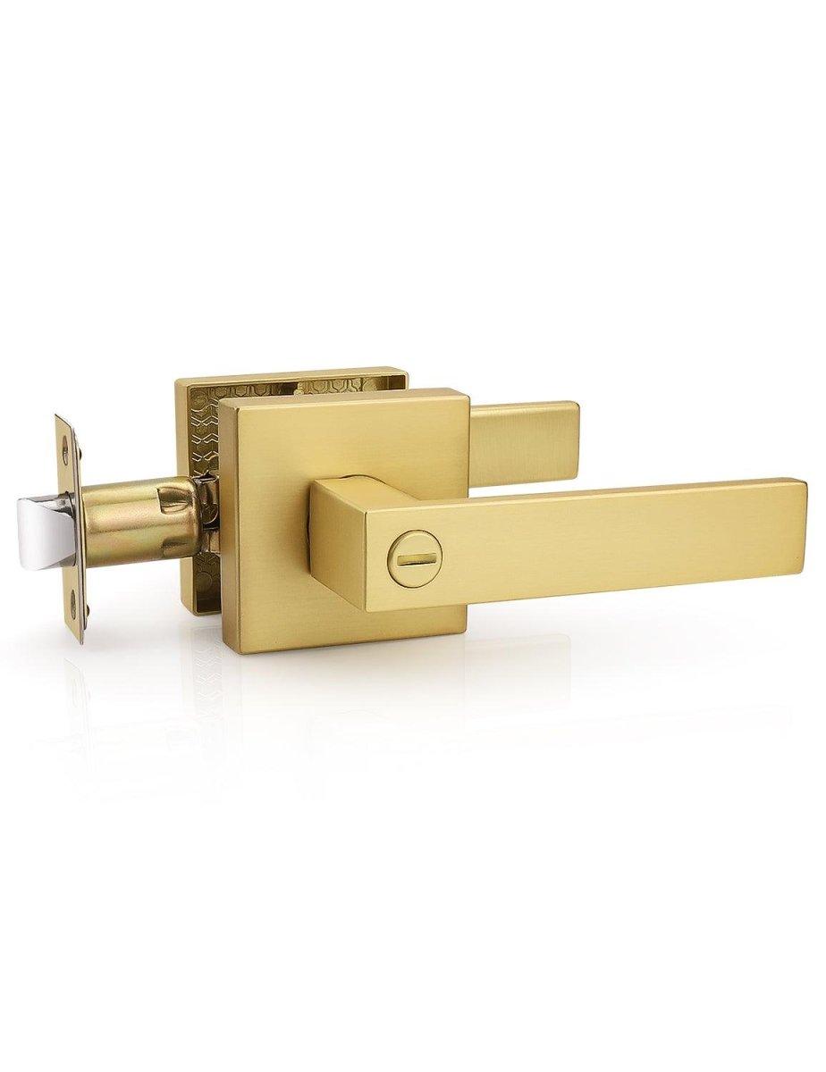 Tinewa privacy door lever with sleek gold finish, designed for home interiors
