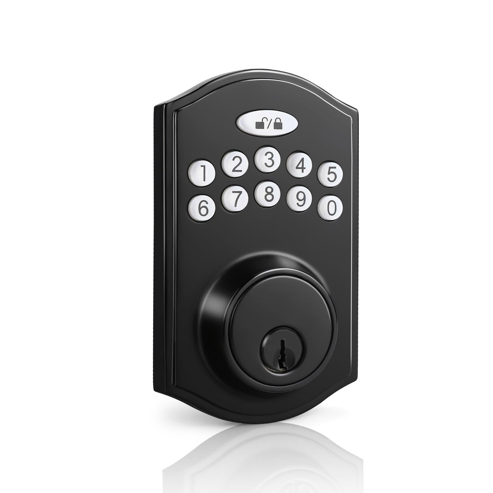 Tinewa Electronic Digital Keypad Deadbolt, Black Round Smart Deadbolt